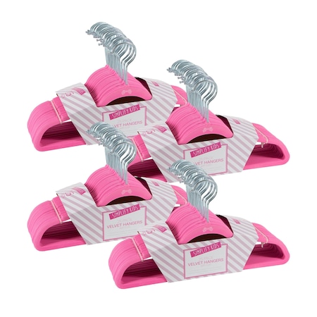 Simplify Kids Velvet Hangers in Pink, 100PK 3224-PINK-100-BX